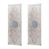 Large Wooden Wall Art Panels With Distressed Round Mirror Accents (Set of 2) - White - Image 2