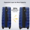 3 Piece Luggage Set Hardside Spinner Suitcase With Tsa Lock 20" 24" 28" Available - Blue - Image 3