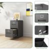 Premium Metal 2 Drawer File Cabinet With Lock For A4 Legal / Letter Size Documents, Steel - Black - Image 6