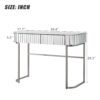 Mirrored Makeup Vanity Table With Stainless Steel Base, Mirrored Console Dressing Table With 2 Drawers, Versatile Desk For Bedroom And Office - Silver - Image 14