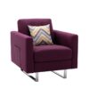 Victoria - Linen Fabric Armchair With Metal Legs, Side Pockets, And Pillow - Purple - Image 7