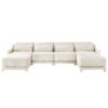 Elegant Four Seater Sofa With Movable Ottoman And Lumbar Pillow Frame Ergonomic Design - Beige - Image 22