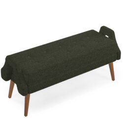 Modern Living Room Bench With Looped Yarn Fabric And Rubber Wooden Legs - Green
