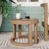 Outdoor Acacia Wood Side Table, Solid Side Table For Patio, Pool, Porch - Brown Wash - Image 4