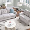 Modern Living Room Sofa Set Linen Upholstered Couch Furniture For Office Or Home - Light Gray - Image 14