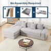 Modern L Shaped Sectional Sofa With Memory Foam & Steel Frame, Corduroy Fabric - Light Gray - Image 6