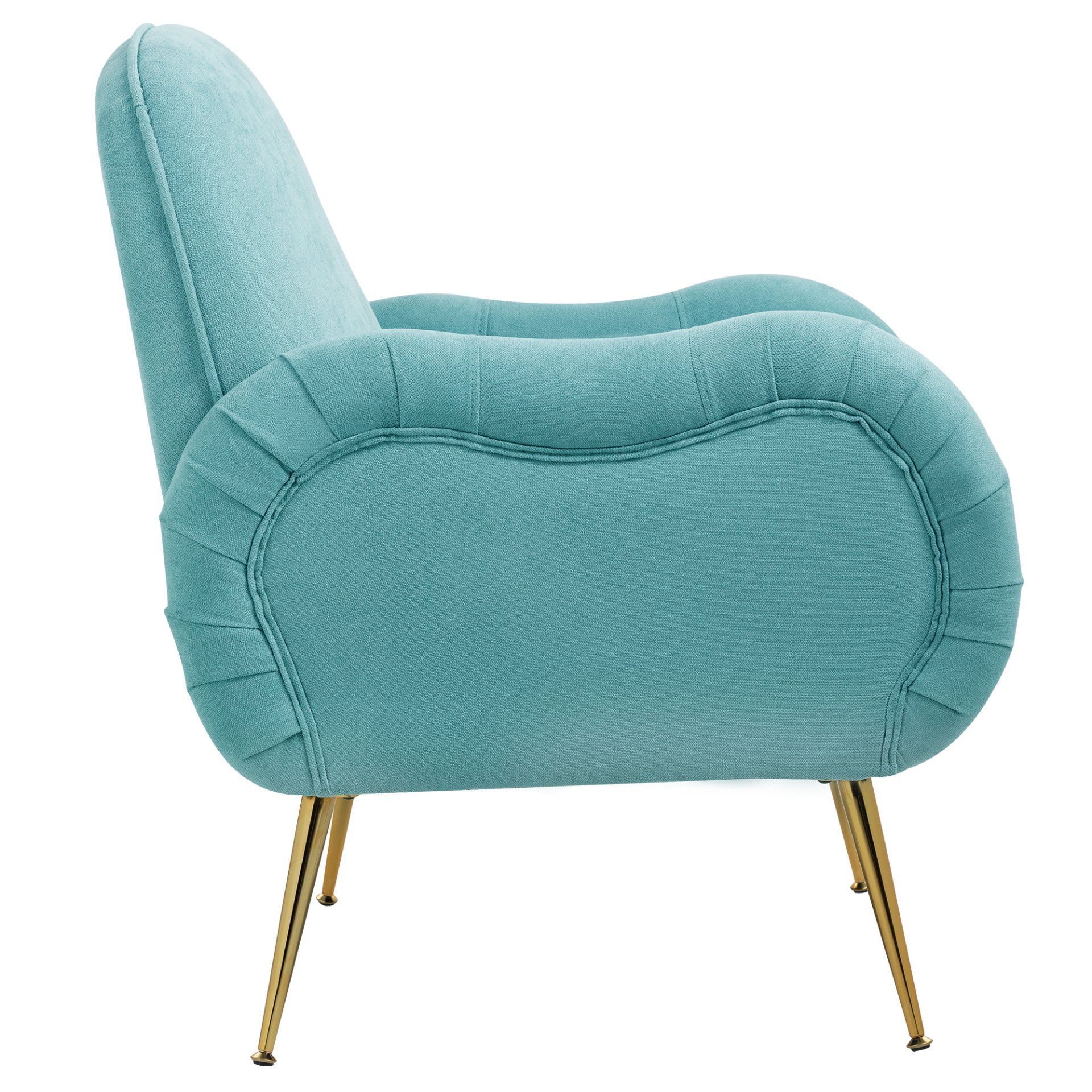 Modern Accent Chair With Metal Legs, Snowflake Fabric Armchair - Cyan - Image 7