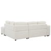 Sectional Sofa L-Shaped Sofa Couch Pull-Out Sofa Bed With A Movable Ottoman, Two USB Ports And Two Cup Holders For Living Room - Beige - Image 21