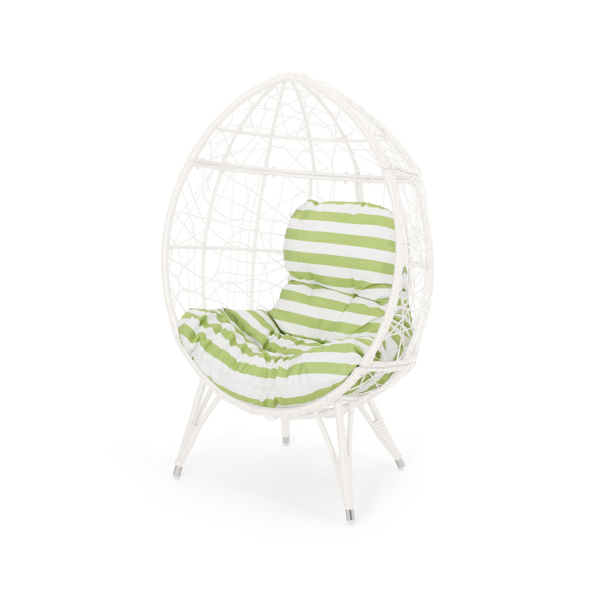 Cosmos - Round Hammered Iron Teardrop Chair - White / Green - Image 5