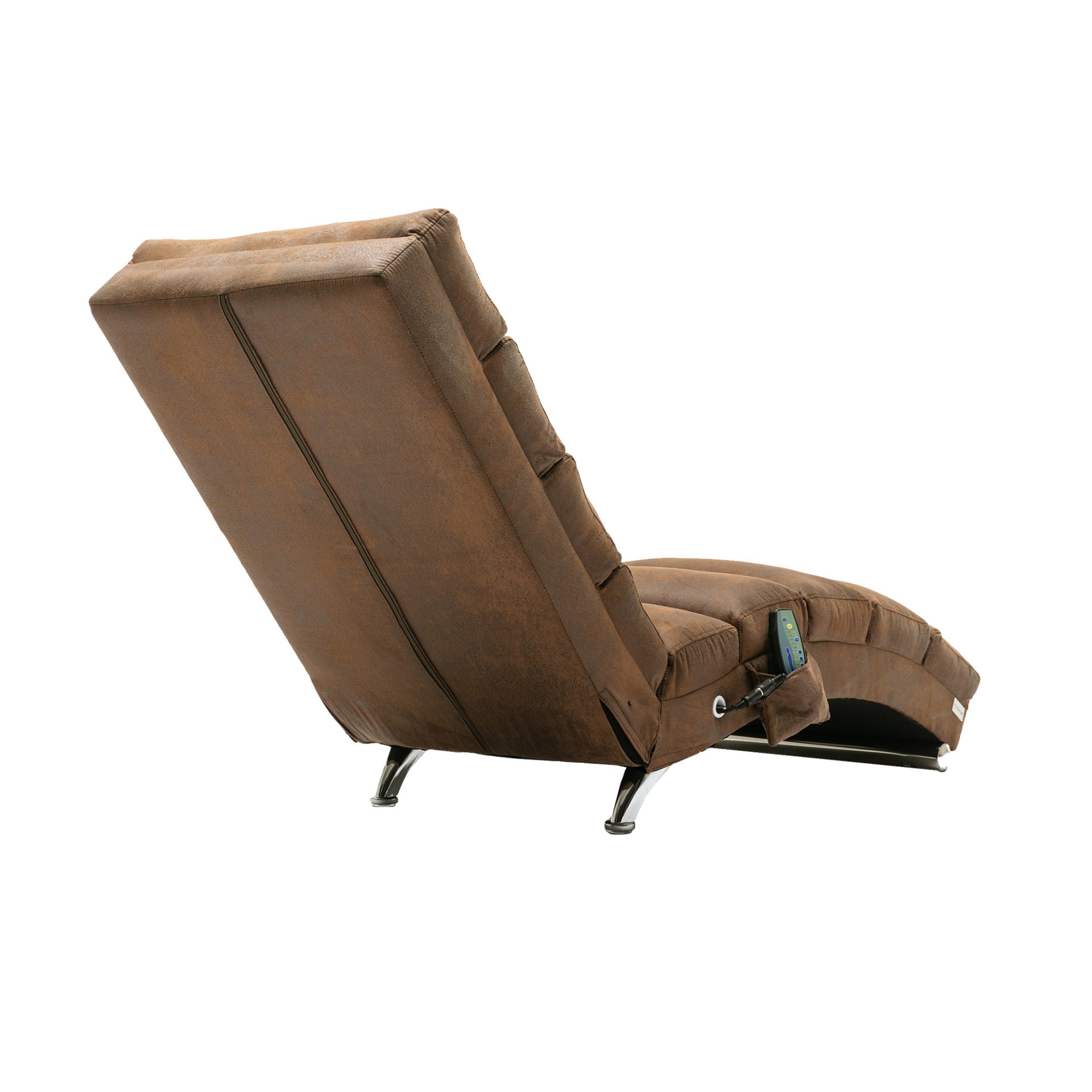 Linen Massage Chaise Lounge Indoor With Remote Control, Ergonomic Electric Massage Long Lounger - Coffee - Image 15