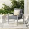 Aluminum Lounge Chair With Sleek Rope Accents, Comfortable Cushions, For Modern Indoor Outdoor Spaces - Gray / Silver / White - Image 2