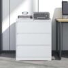 Modern 3 Drawer Lateral File Cabinet With Lock For Home Office, Metal Filing Cabinet For Legal / Letter / A4 / F4 Files - Brushed Nickel - Image 5