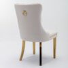 Nikki - Modern, High-End Tufted Solid Wood Contemporary Velvet Upholstered Dining Chair With Golden Stainless Steel Plating Legs, Nailhead Trim (Set of 2) - Beige / Gold - Image 6