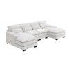 Modern U-Shaped Sectional Sofa With Waist Pillows, 6 Seat Upholstered Symmetrical Sofa Furniture, Sleeper Sofa Couch With Chaise Lounge - White - Image 3