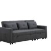 Zoey - Linen Convertible Sleeper Sofa With Side Pocket - Dark Gray - Image 2