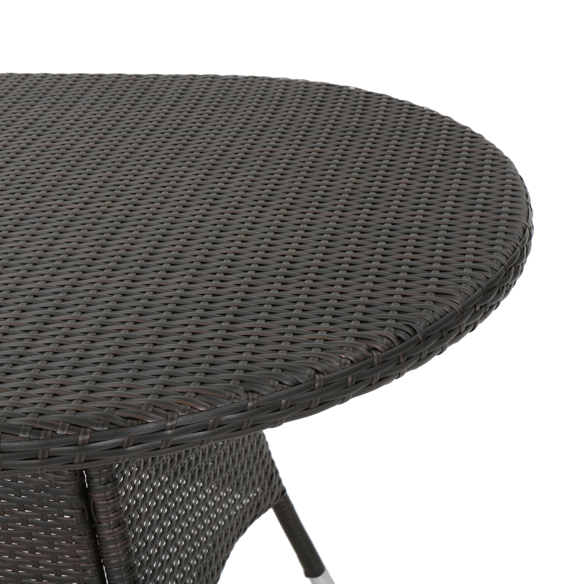 Outdoor Oval Dining Table With Silver Tipped Legs - Brown Multi - Image 11