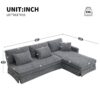 Modern L-Shaped Corduroy Sofa With Reversible Chaise, 4 Seat Upholstered Sectional Indoor Furniture, Convertible Sleeper Couch With Pillows - Gray - Image 23