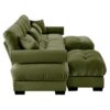 U Shape Modular Sectional Sofa Couch & Movable Ottomans Velvet Upholstery 3 Seat Corner Sofa - Olive Green - Image 14