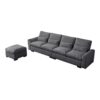 Modern Modular L Shaped Chenille Sofa Couch Reversible Ottoman With Storage Removable And Washable Cushions Sofa With USB Ports & Cup Holder For Living Room - Dark Gray - Image 17