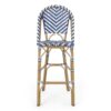 Outdoor Rattan French Barstool Set,, Bamboo, Seat Height - Navy Blue / White - Image 6