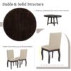 5 Piece Farmhouse Dining Table Set Wood Round Extendable Dining Table And 4 Upholstered Dining Chairs - Espresso - Image 10