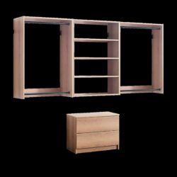 Devi - Wall Mounted Wood Closet System, Modular Units And Warm - Oak