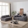 Corduroy Modular L Shaped Sectional Sofa, Luxury Floor Couch Set, 4 Piece Free Combination - Gray - Image 21