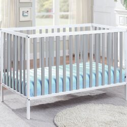 Deux - Remi 3 In 1 Convertible Island Crib - White / Gray