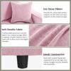 Modern Chaise Lounge Sofa Bed Upholstered Sofa Couch With Tufted Seat And Detachable Pillows For Living Room - Pink - Image 7