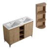 Elegant 48" Freestanding Bathroom Vanity With Double Resin Sink And Storage Rack Soft Close Doors - Imitative Oak - Image 15