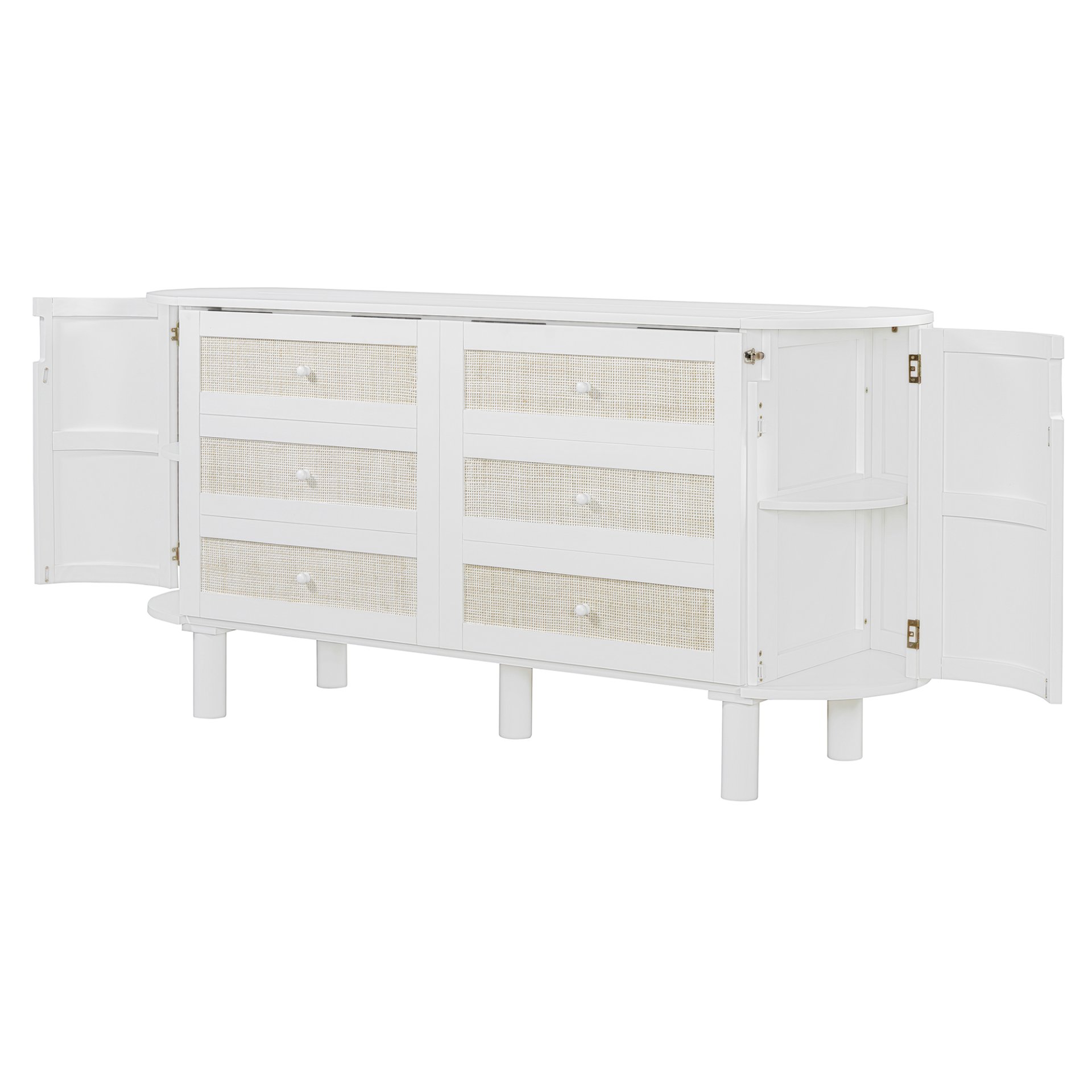 Queen Murphy Bed With Hidden Storage & Modern Woven Design - White - Image 4