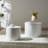 Premium Nested Table Set 2 Pieces, Coffee Table Set For Living Room - White - Image 12