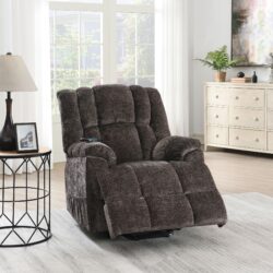 Pacay - Chenille Power Motion Recliner With Lift Heating Massage Function - Brown