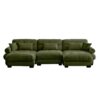 U Shape Modular Sectional Sofa Couch & Movable Ottomans Velvet Upholstery 3 Seat Corner Sofa - Olive Green - Image 12