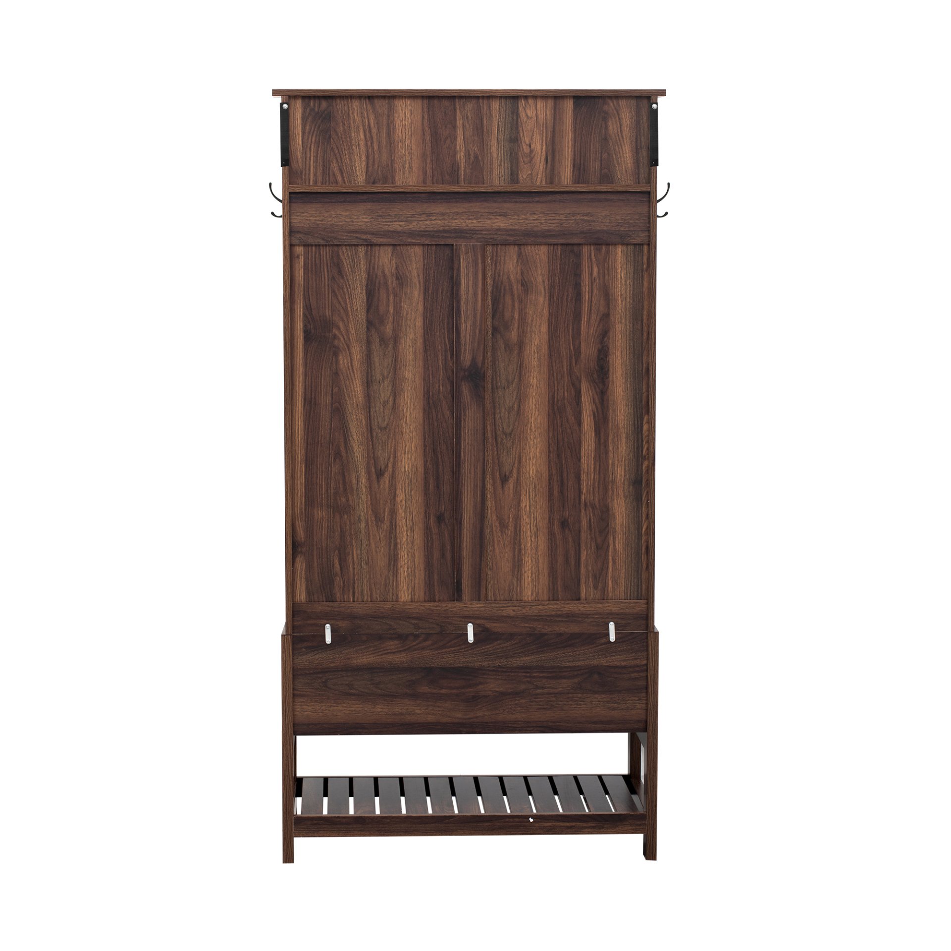 Hall Tree With 6 Hooks And Hinged Lid, Coat Hanger, Entryway Bench, Storage Bench, 3 In 1 Design, For Entrance, Hallway - Brown - Image 12
