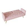 Velvet Sofa Bed With Nail Head Trim And Matching Throw Pillow - Pink - Image 8