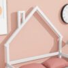 Full House-Shaped Headboard Bed With Handrails, Slats - White - Image 4