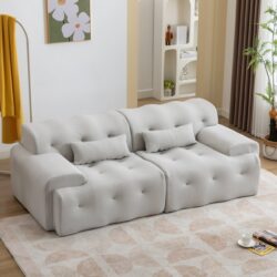 Large Size 2 Seater Sofa, Pure Foam Comfy Sofa Couch, Modern Lounge Sofa For Living Room, Apartment - Beige