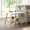 Mid - Century End Table With Storage Shelf - Off White / Natural - Image 2