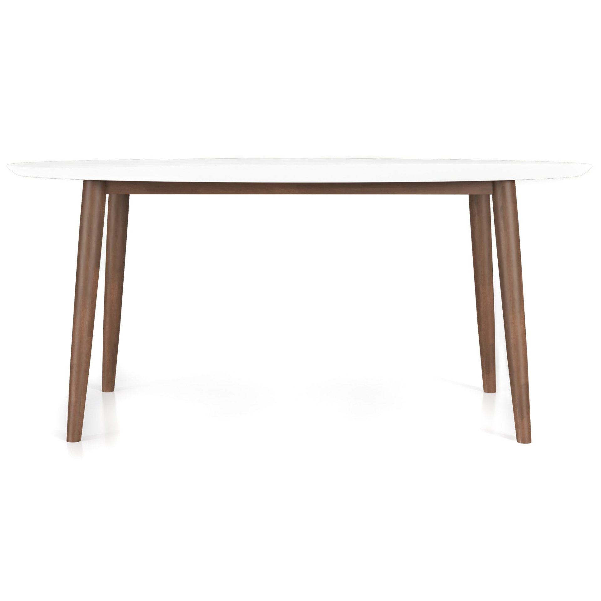 Ada - Mid-Century Modern Style Top Oval Dining Table - Brown / White - Image 16