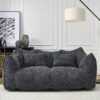 Comfortable Dual Beanbag Chair With High Resilience Foam Core For 2 People - Black - Image 9