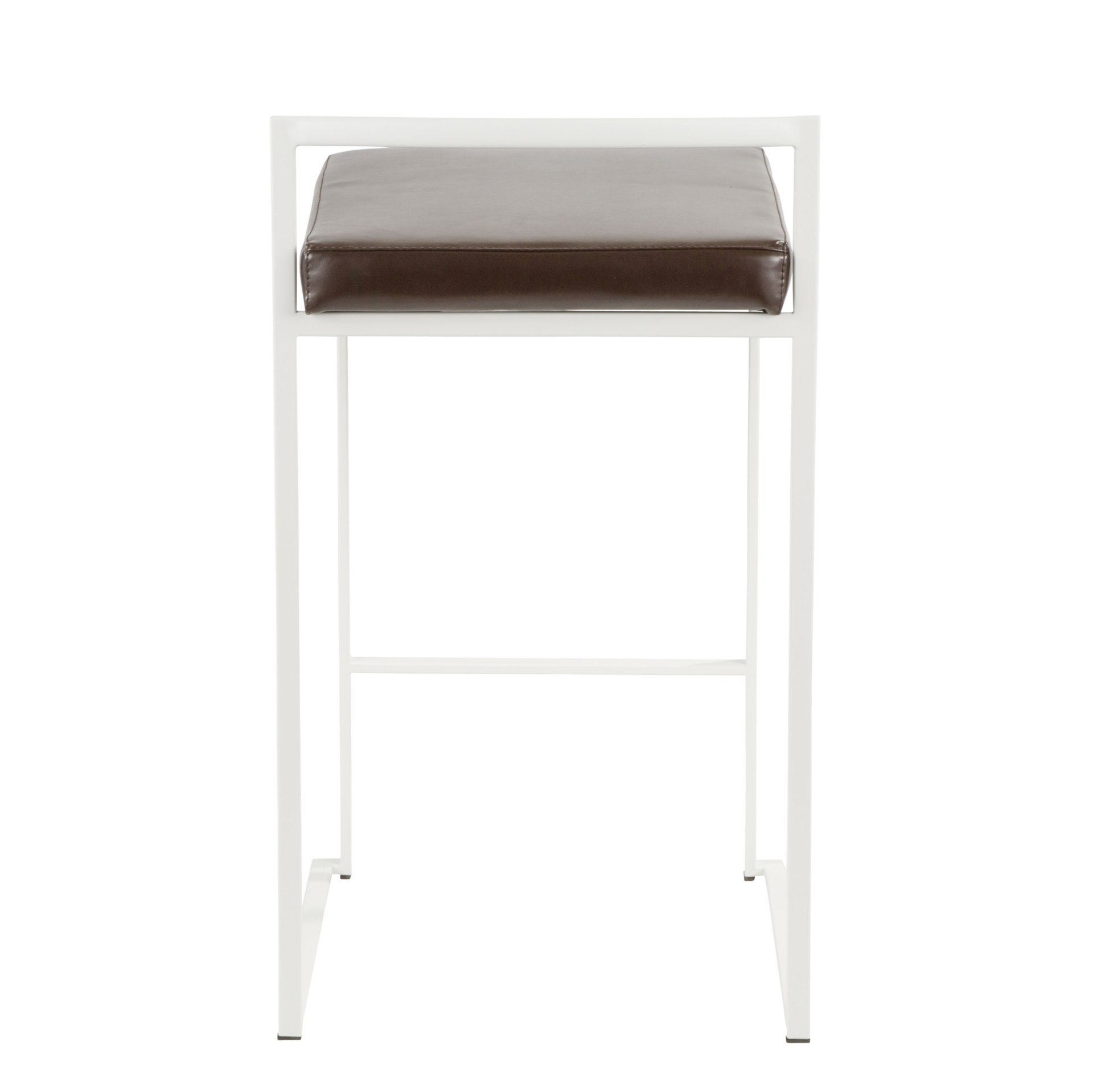 Fuji - Contemporary Stackable Counter Stool (Set of 2) - White / Brown - Image 5
