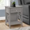 Accent End Table, 2 Tier, Storage Drawer, Transitional - Gray - Image 10