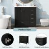 Bathroom Vanity With Ceramic Sink Combo, Abundant Storage Cabinet 2 Soft Close Doors And 5 Drawers - Black - Image 5