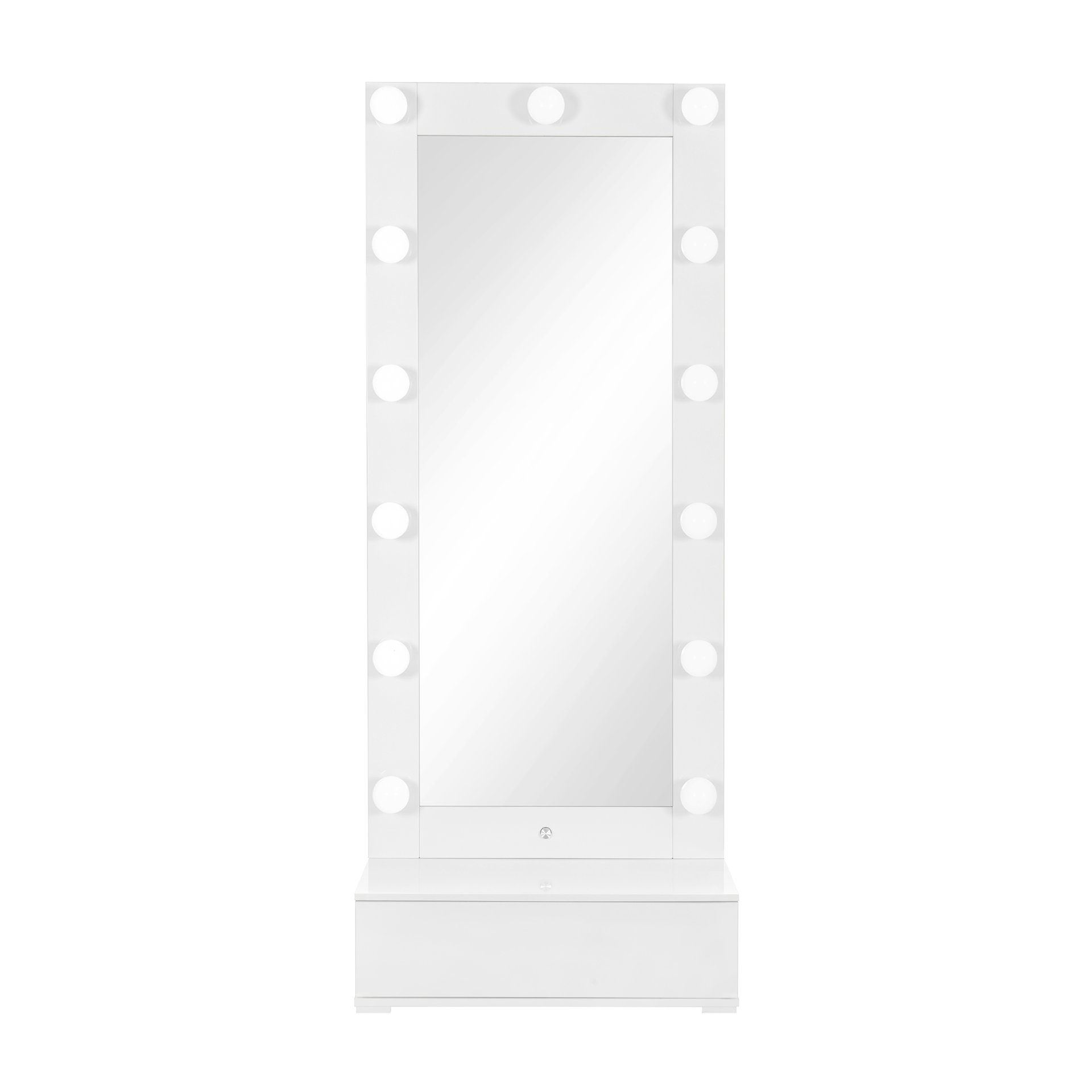 Elisa - Narrow Tall Mirror With Speaker And Drawer - White - Image 4