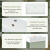 Modern Floating Bathroom Vanity With Ceramic Basin, Perfect For Small Bathrooms, Left Side Storage - Green - Image 12