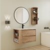 Modern Wall Mounted Bathroom Vanity With Sink And Storage Rack 2 Soft Close Drawers Plywood 30" - Imitative Oak - Image 2