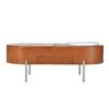 Lift Top Coffee Table With 360 Degree Marble Patterned Rotating Tray, Hidden Compartment, Partially Assembled Wooden Center Table, Modern Oval Lift Tabletop For Home Living Room - Brown - Image 10