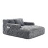 Chenille Interior Lazy Sofa Chaise Longue Armchair With 3 Pillows And Armrests - Gray - Image 15