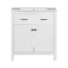 Bathroom Vanity With Ceramic Sink, Modern Single Bathroom Cabinet With 2 Doors And A Shelf, Soft Close Doors - White - Image 13
